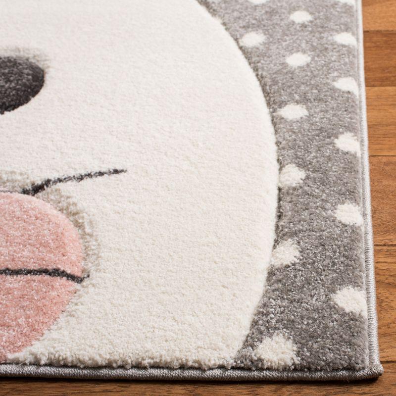 Enchanted Playtime Pink & Grey Square Synthetic Rug for Kids