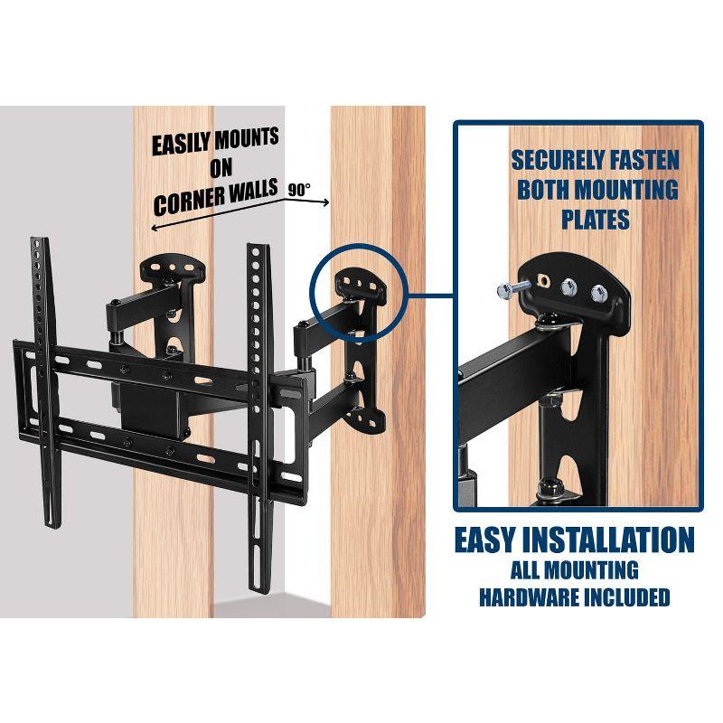 CornerFlex Full-Motion Dual Arm TV Wall Mount Bracket, 32"-55", 66 lbs Capacity