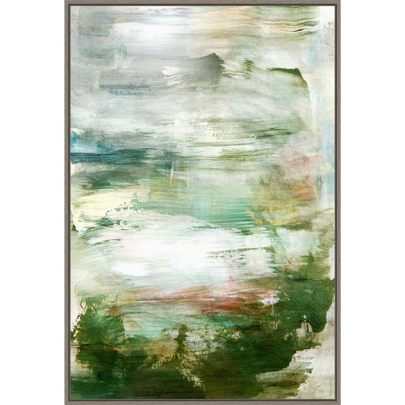 Large Abstract Green and White Canvas Wall Art