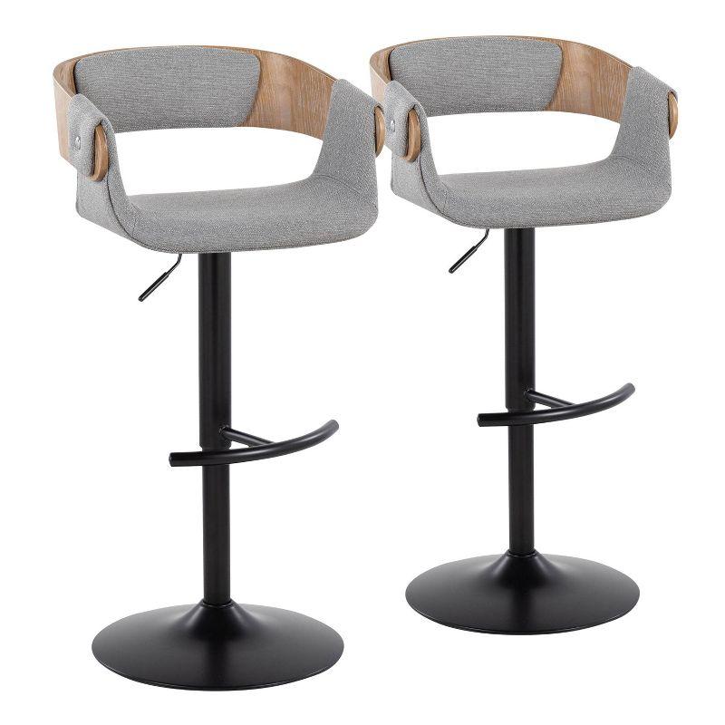 LumiSource Set of 2 Elisa Adjustable Barstools White Washed Wood/Gray