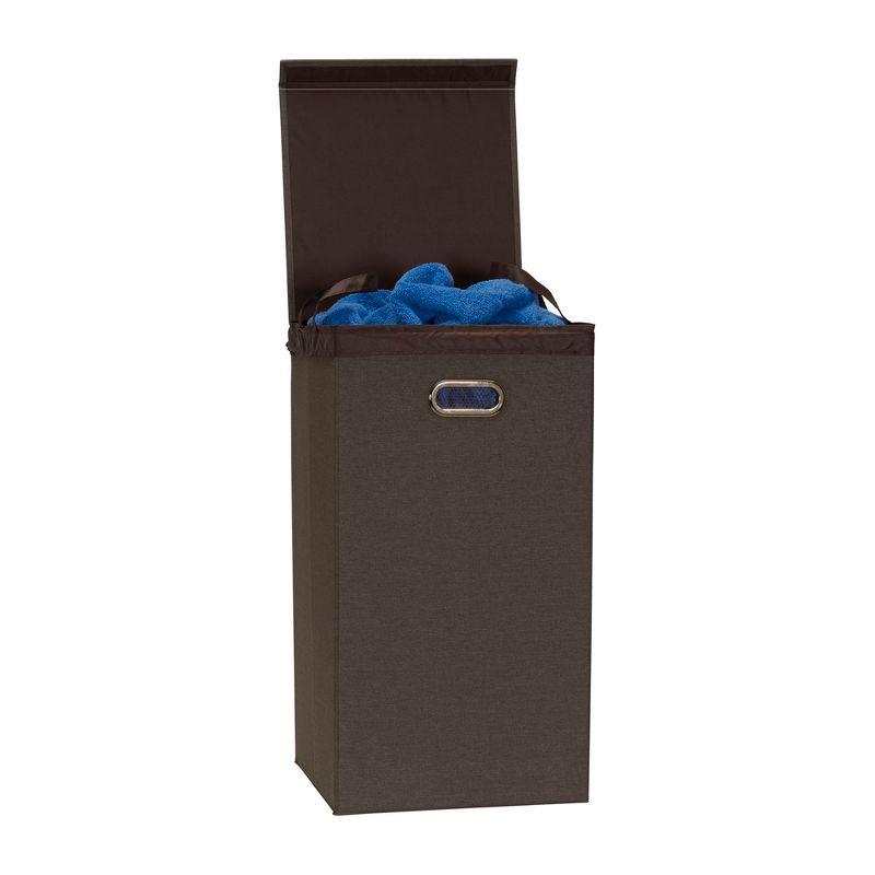 Household Essentials Collapsible Laundry Hamper Gray/Brown: Slim Clothes Hamper with Lid, Removable Liner, Magnetic Closure