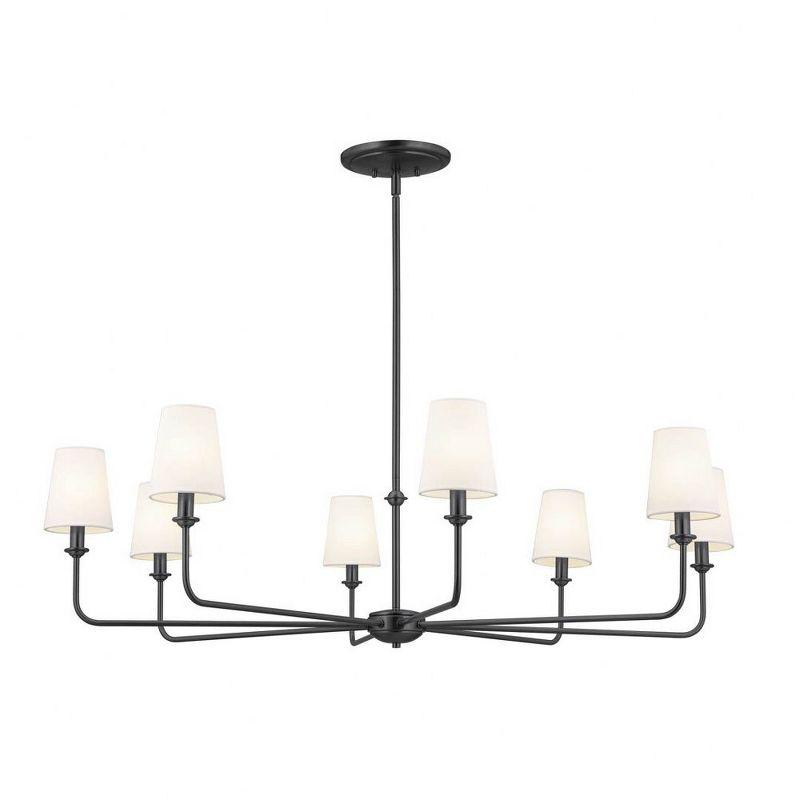 Classic 8 Light Chandelier with White Linen Shades