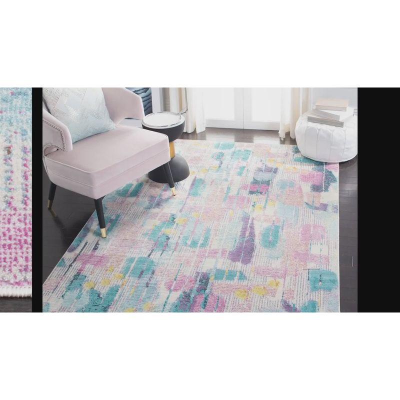 Lillian LLN375 Power Loomed Accent Rug - Pink/Turquoise - 3'x3' - Safavieh