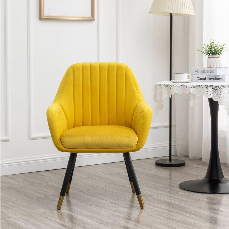 Roundhill Furniture Tuchico Contemporary Velvet Upholstered Accent Chair, Yellow