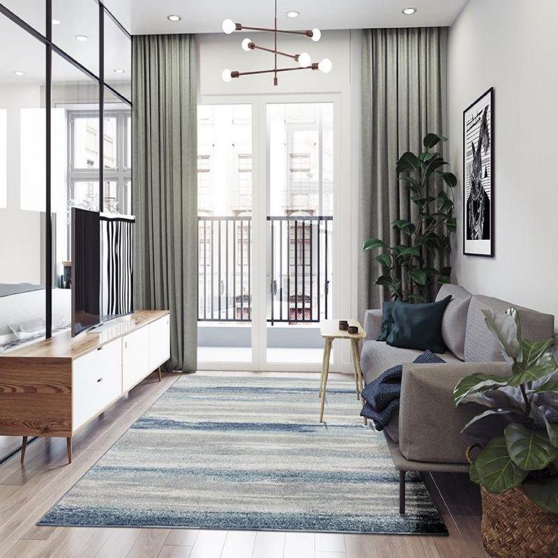 Luxe Weavers Abstract Stripe Blue 9x12 Area Rug