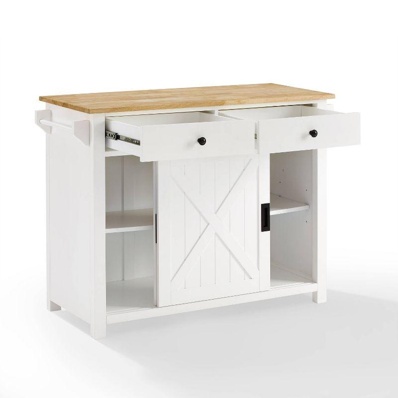 Laurel Kitchen Island/Cart White/Natural - Crosley: Farmhouse Style, Towel Bar, Adjustable Shelf