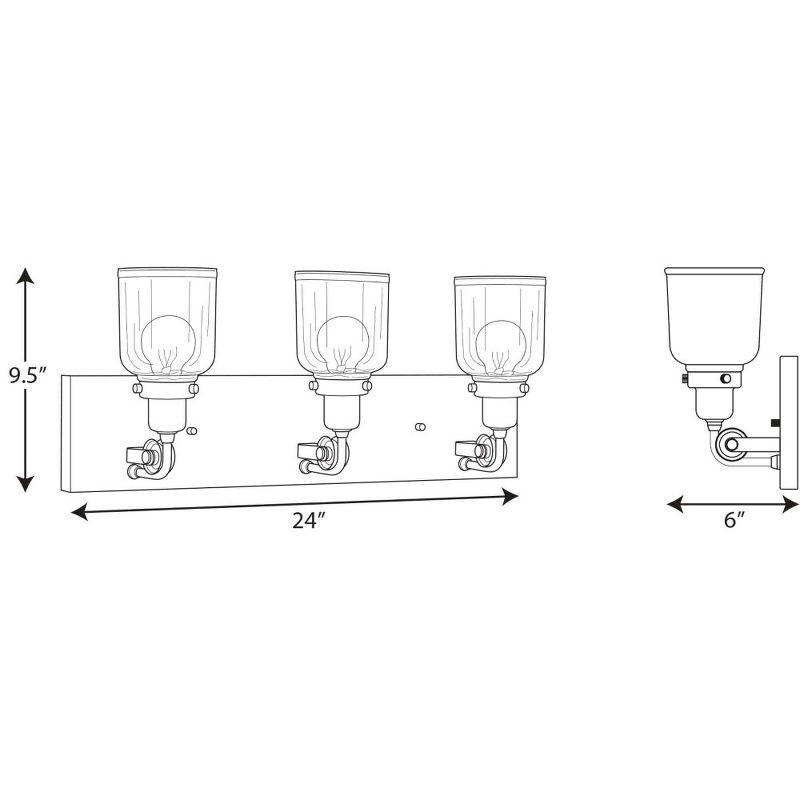 Rushton 24" Graphite 3-Light Bath Vanity with Clear Glass Shades