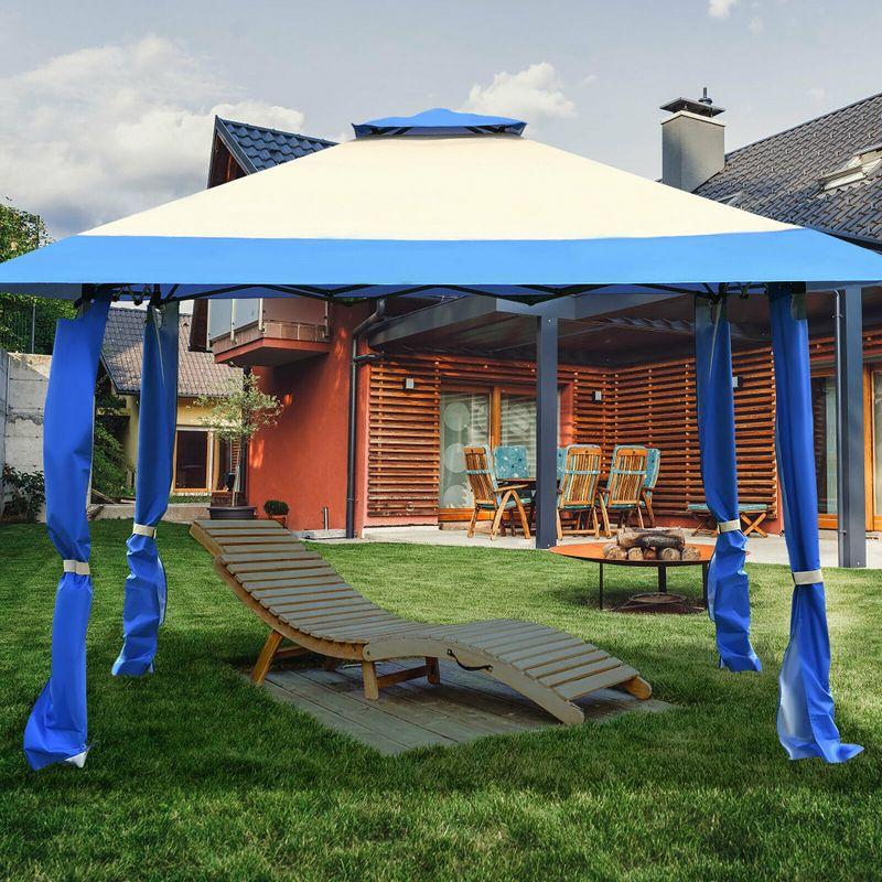 Blue and Beige 13' x 13' Pop-Up Canopy Tent with Steel Frame