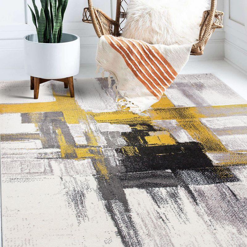 World Rug Gallery Contemporary Modern Abstract Gold 3'3" x 5' Area Rug