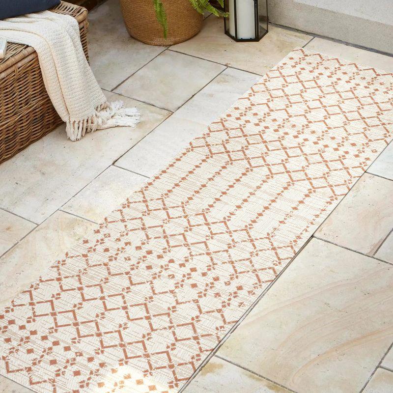 Ourika Moroccan Geometric Textured Weave Indoor/Outdoor Area Rug - JONATHAN Y