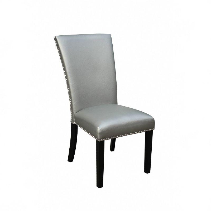 18" Set of 2 Camila Dining Chairs Silver - Steve Silver Co.: Modern Faux Leather, Nailhead, Wood Legs