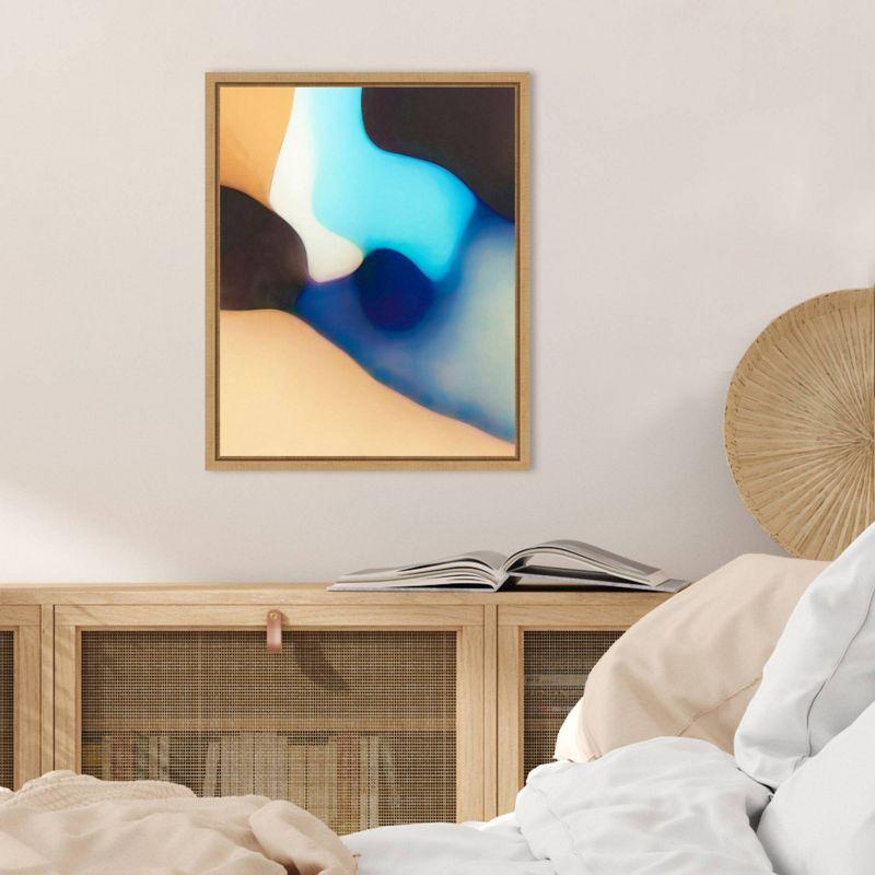 Interlocking Colors VIII Abstract Canvas Art with Maple Frame