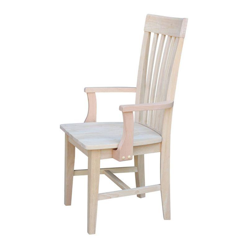 Tall Mission Chair with Arms Unfinished - International Concepts: Solid Wood, Parawood, Slat Back