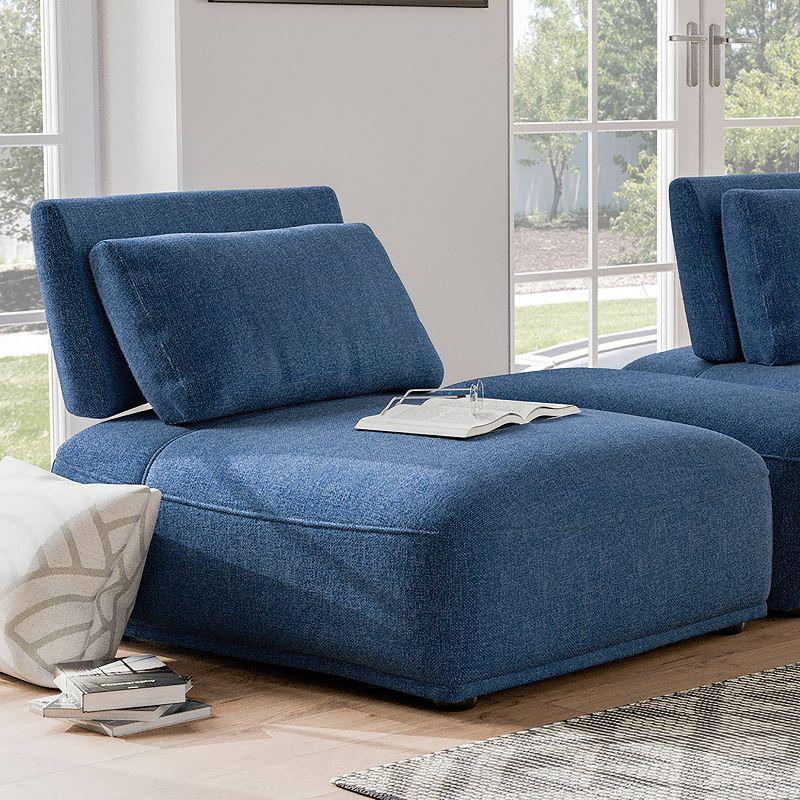 HOMES: Inside + Out Povoa Modern Modular Armless Chair Chenille with Extendable Backrest Blue