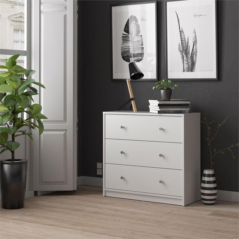 Wood Portland 3 Drawer Chest in White-Tvilum