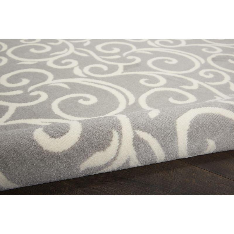 Nourison Grafix 6' x 9' Grey Area Rug Bohemian Contemporary Botanical by Nourison