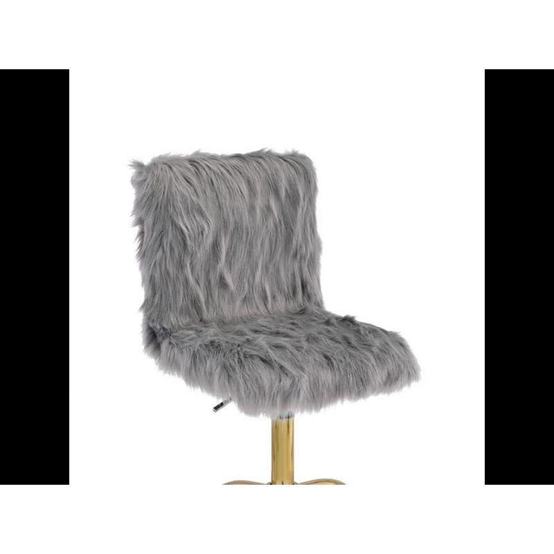 Arundell Gray Faux Fur & Gold Finish Swivel Office Chair