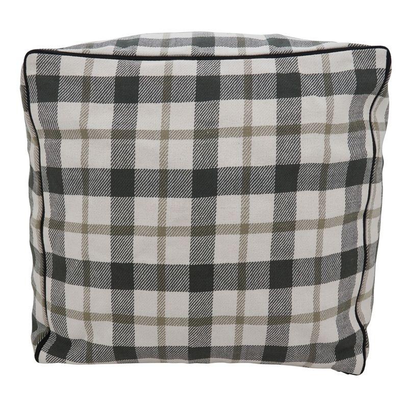 Saro Lifestyle Plaid Pouf, 20"x20"x14" Square, Grey