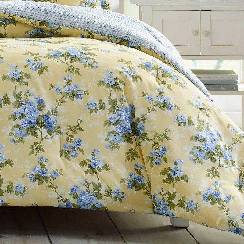 Laura Ashley Cassidy Floral Yellow Cotton Comforter Bonus Set