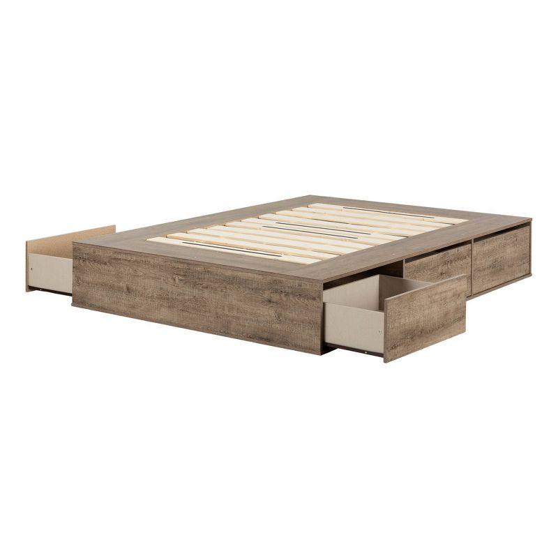 Weathered Oak Queen 6-Drawer Platform Bed with Storage