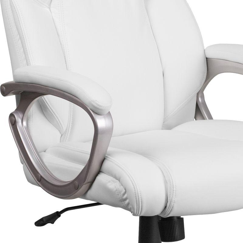 Flash Furniture Mid-Back White LeatherSoft Executive Swivel Office Chair with Padded Arms