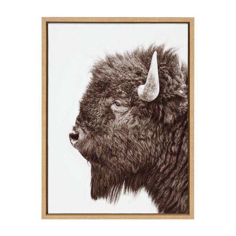 Sylvie Bison Profile Framed Canvas by Amy Peterson Art Studio Natural - Kate & Laurel All Things Decor