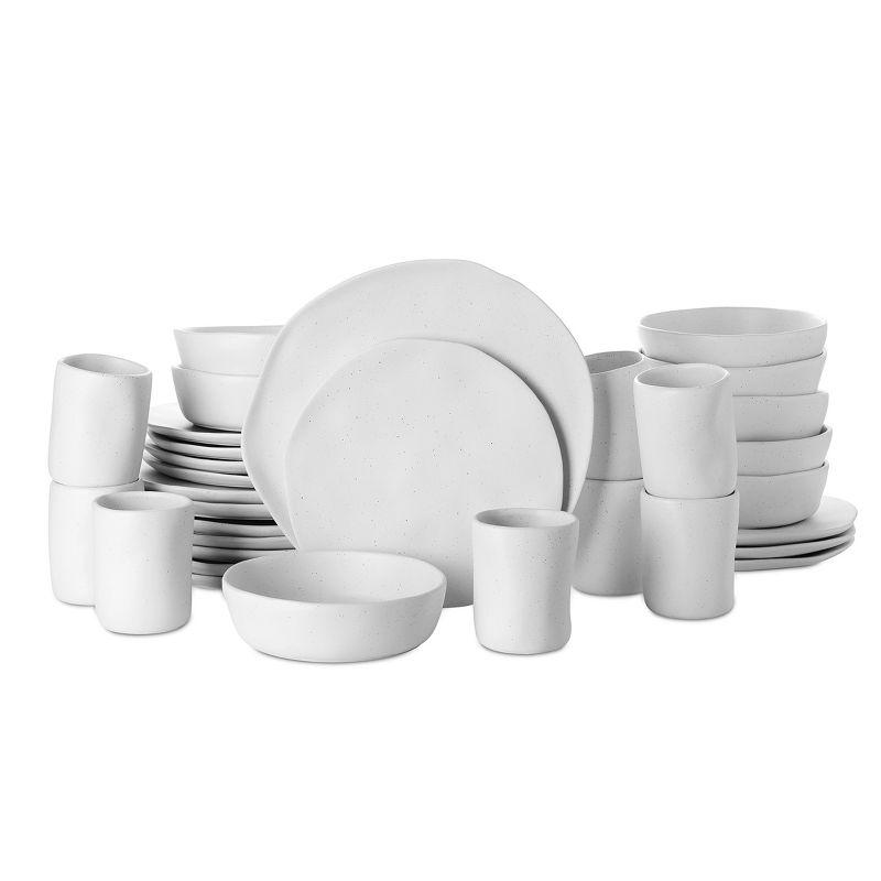 Rustic White Speckled Ceramic 32-Piece Dinnerware Set