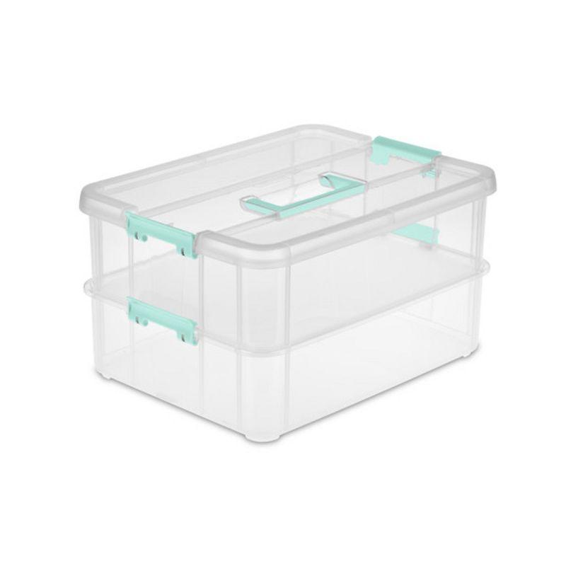 Clear Stackable Plastic 2-Tier Lidded Storage Box