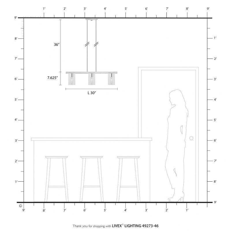 Livex Lighting Clarion 3 - Light Chandelier in  Black Chrome