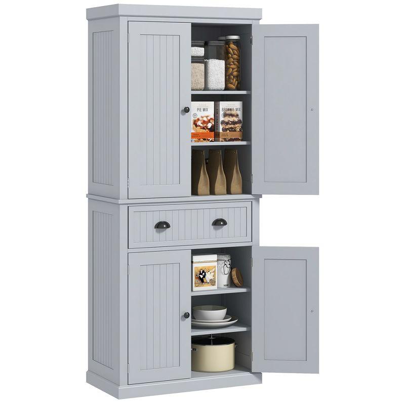Lark Manor™ 72" Kitchen Pantry Cabinet, Freestanding Tall Storage Cabinet, Traditional Kitchen Cabinet With 4 Doors, Drawer And 3 Adjustable Shelves For Dining Room