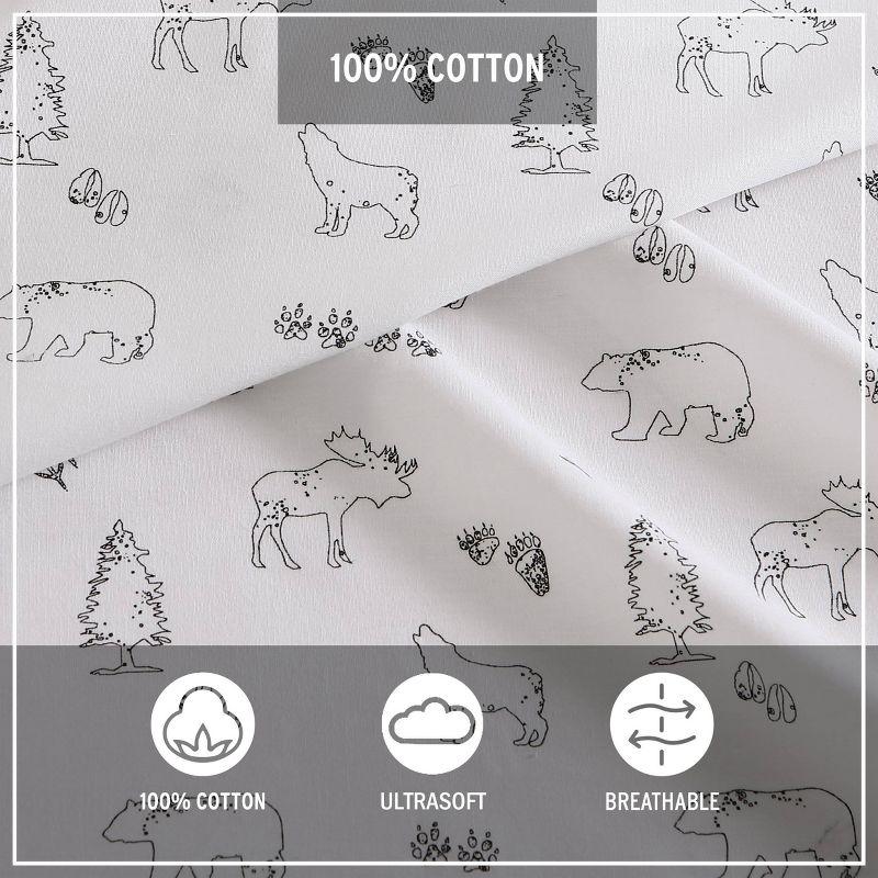 Full Printed Pattern Percale Cotton Sheet Set Animal Tracks - Eddie Bauer