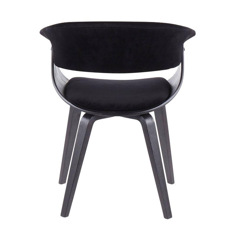 High Back Black Velvet and Wood Upholstered Chair