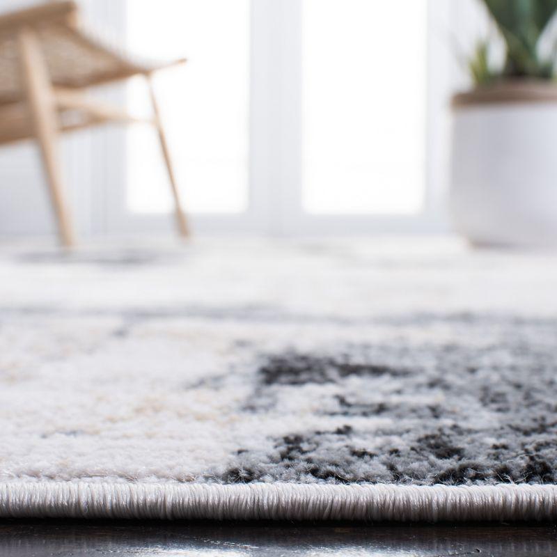 Ivory and Charcoal Rectangular Stain-Resistant Area Rug