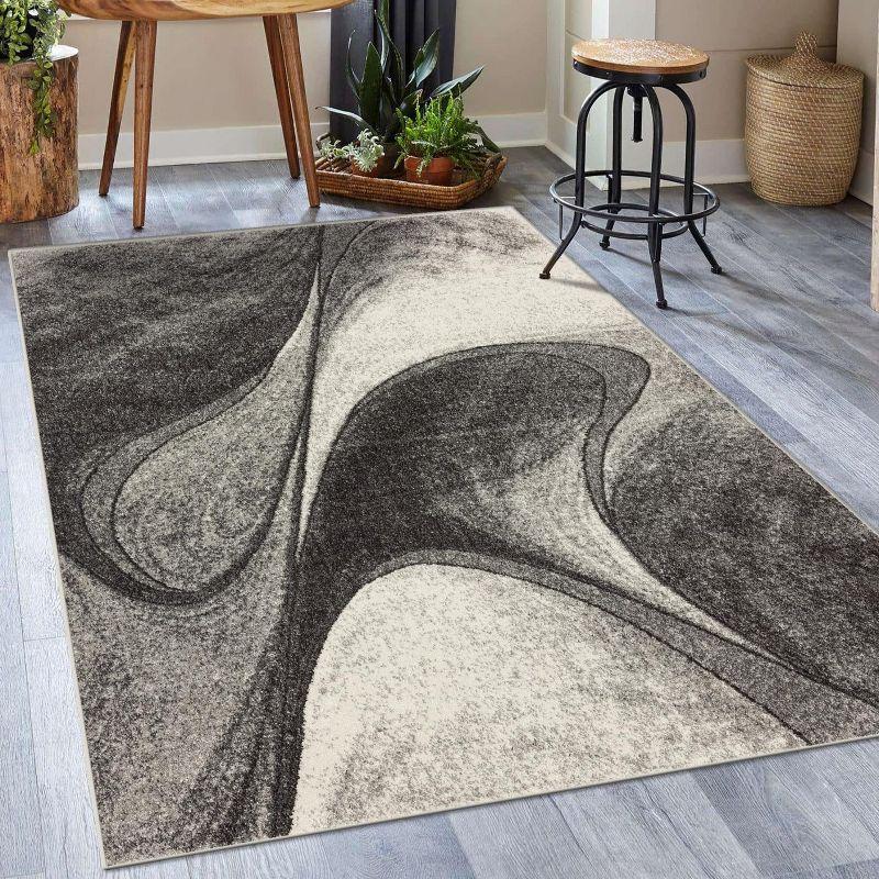 Spiral Abstract Elegance Gray 5' x 7' Synthetic Area Rug