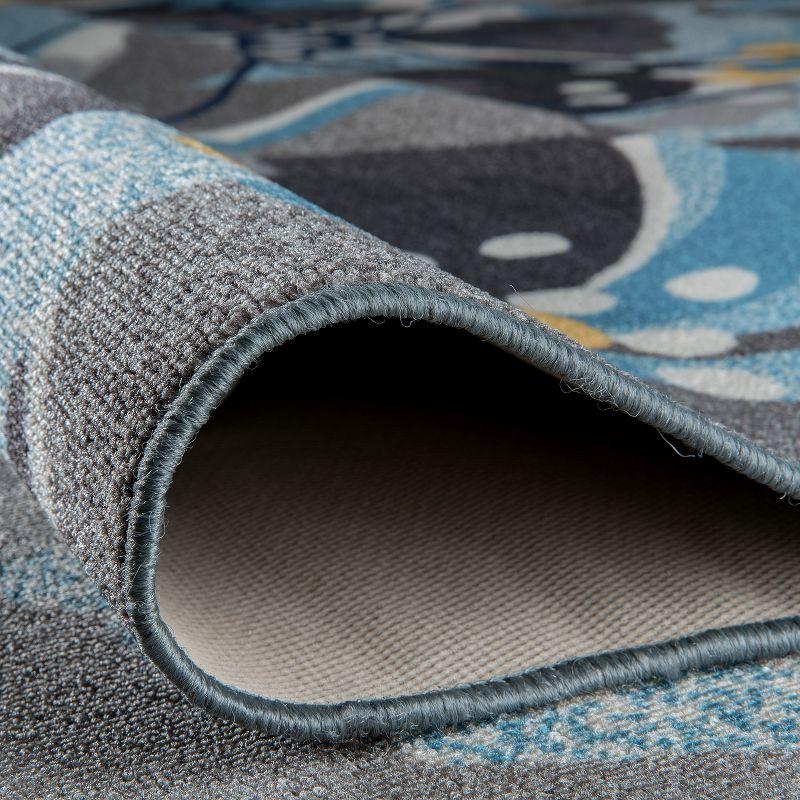 World Rug Gallery Modern Floral Non-Slip (Non-skid) Indoor Area Rug - Gray 5'3" x 7'3"