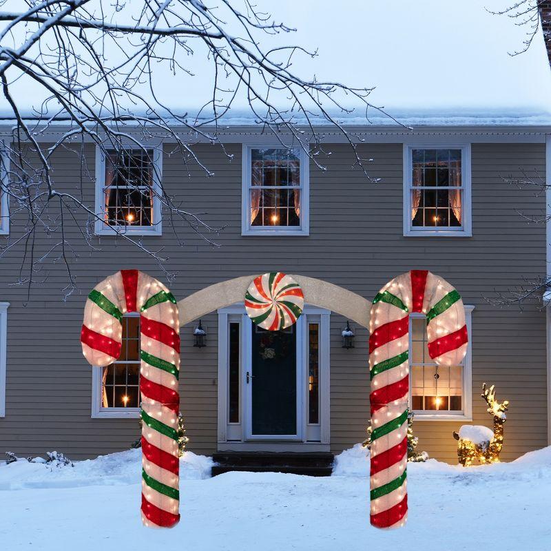Northlight Seasonal 7' Lighted Double Candy Cane Archway Outdoor Christmas Decoration