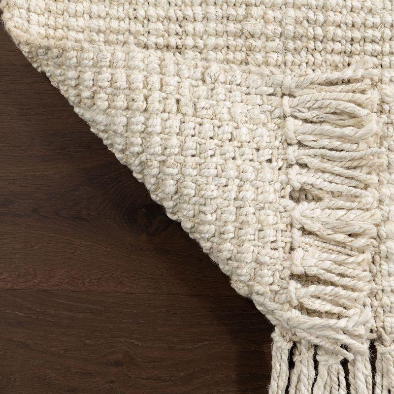 Nuloom 2x6 Daniela Jute Tassel Hand Woven Indoor Area Rug, Off White, Solid Chunky Farmhouse Design, Natural Fiber BedroomLiving Room