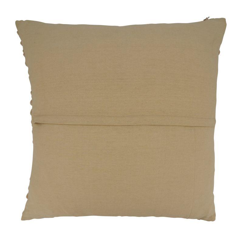 Natural Fringe Striped Cotton Blend Square Throw Pillow