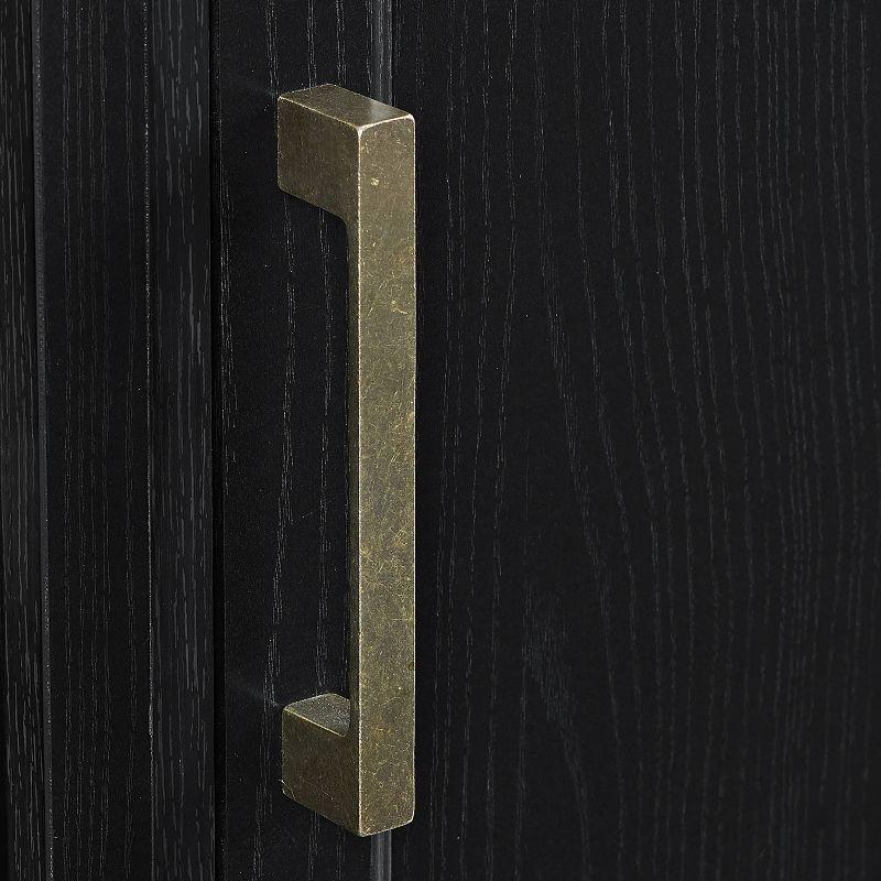 Crosley Camden Corner TV Stand for TVs up to 50" with Fireplace Black : Mid-Century Modern, Adjustable Shelves, Cable Management