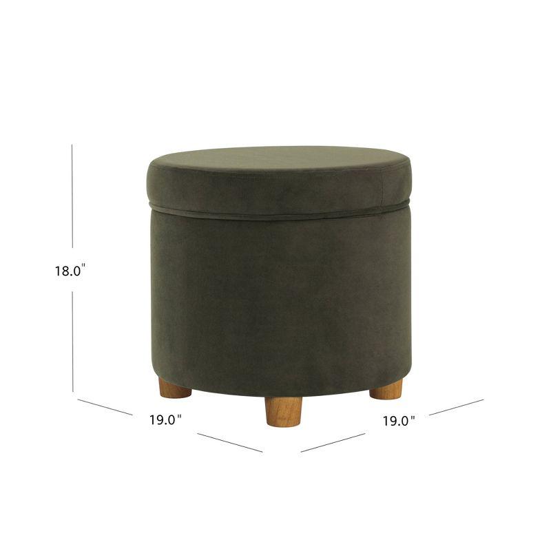 Round Storage Ottoman Loden Green - HomePop: Velvet Upholstered, Lift-Off Lid, Wood Legs, Bedroom & Living Room Furniture