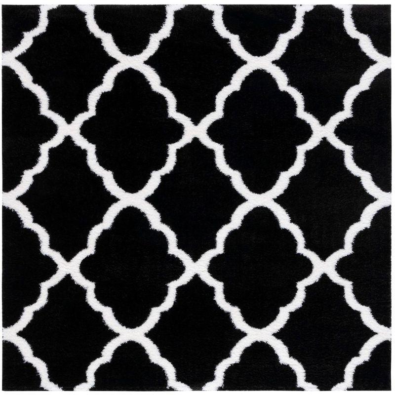 Tahoe Shag THO675 Power Loomed Indoor Area Rug - Black/White - 6'7"x6'7" - Safavieh