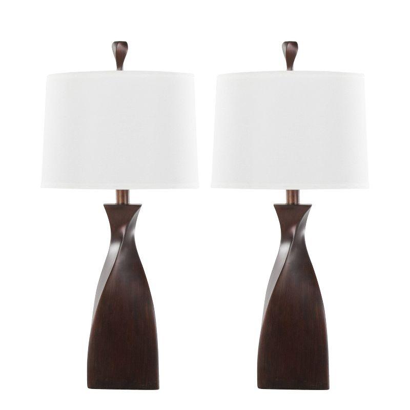 LumiSource (Set of 2) Curvo 30" Contemporary Polyresin Table Lamps Copper Bronze Polyresin with Natural Linen Shade from Grandview Gallery