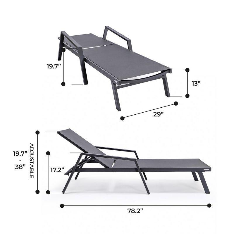 Black Aluminum Adjustable Patio Sling Chaise Lounge Chair