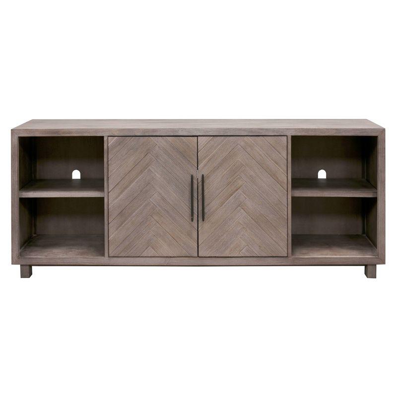 Palisades 2 Door Console TV Stand for TVs up to 80" Gray - Martin Furniture: Herringbone Pattern, Iron Hardware