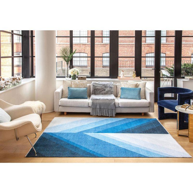 Maisie Modern True Blue Geometric 8' x 10' Area Rug