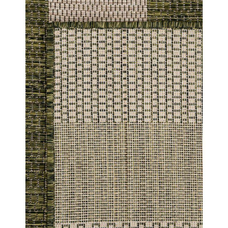 Green Stripe Easy-Care Synthetic Outdoor Area Rug 9' x 12'