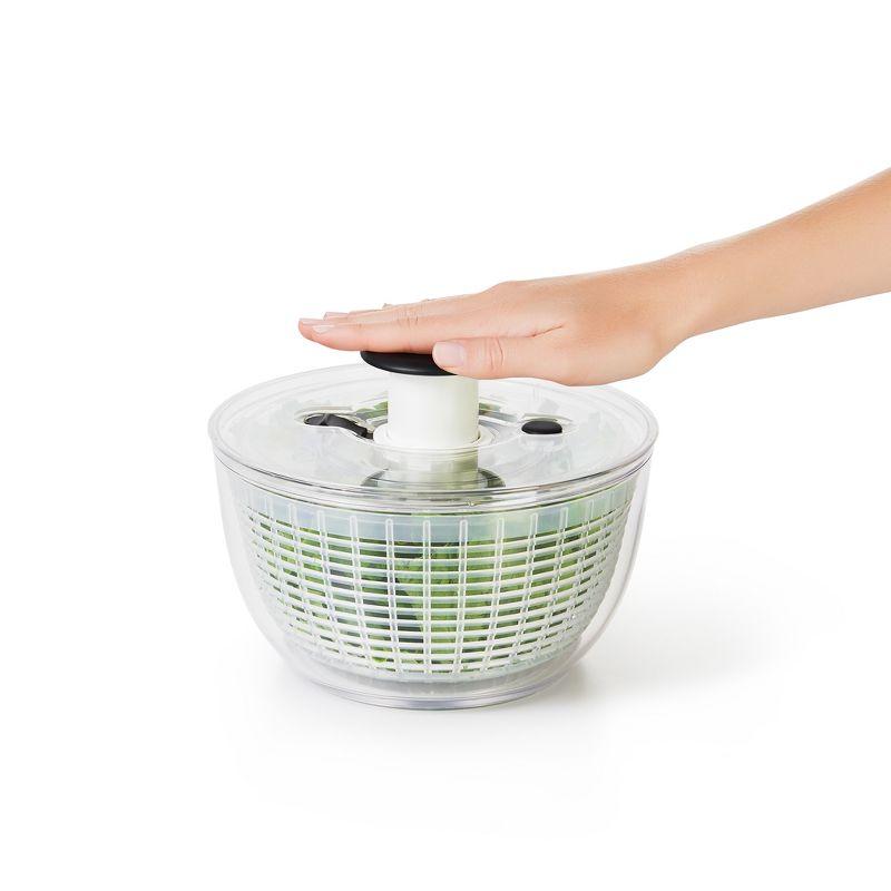 OXO Little Salad And Herb Spinner: Small Dishwasher-Safe Lettuce Spinner, 2.9 Qt Capacity, Stainless Steel & Plastic