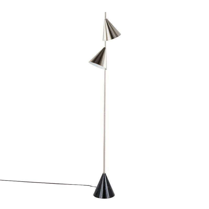 LumiSource Cone 65" Floor Lamp: Dual Cone Shades, Faux Marble Base, UL Listed