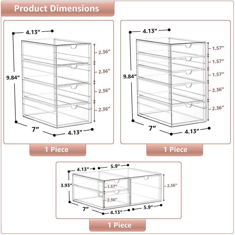 Sorbus Clear 12 Drawers Acrylic Makeup Organizer 3 Pcs Stackable Set