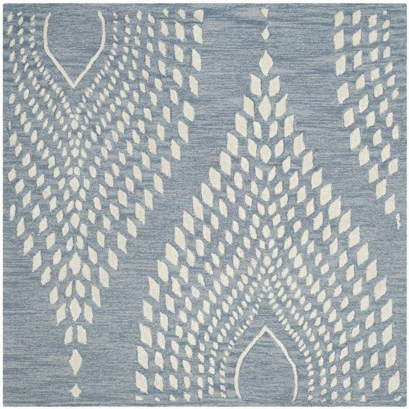 Bella BEL126 Hand Tufted Area Rug - Blue/Ivory - 5'x5' - Safavieh.